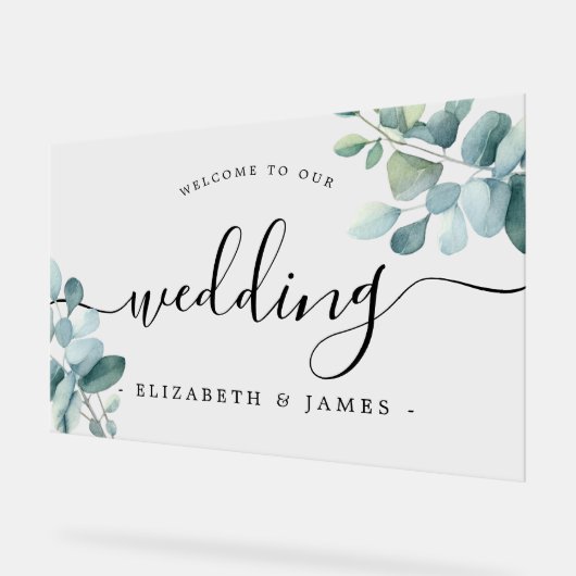 ユーカリへようこそ結婚我々のアクリル標識 アクリルサイン (傾斜)