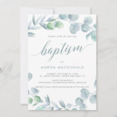 ユーカリほこりっぽいブルーバプテスマ 招待状 (正面)
