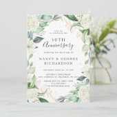 ユーカリアイボリー花結婚50周年 招待状 (スタンド正面)