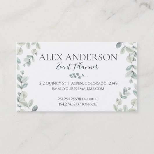 ユーカリイベントプランナー名刺 名刺 (裏面)