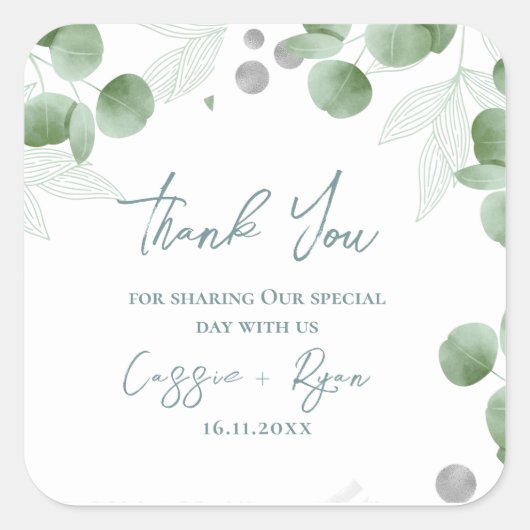 ユーカリインスパイア自然結婚の感謝 スクエアシール (正面)