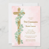 ユーカリエレガントとクロスピンク第一聖餐式 招待状 (正面)