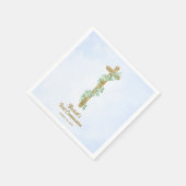 ユーカリエレガントとクロスブルーファースト聖餐式 スタンダードカクテルナプキン (角)