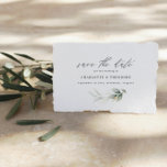 ユーカリエレガントな結婚式の植物日付を保存 案内ポストカード<br><div class="desc">ユーカリ非写真バジェット緑の金ゴールド植物学のエレガントなウェディングモダンセーブ・ザ・デート案内カード</div>