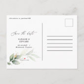 ユーカリエレガントな結婚式は日付を保存 案内ポストカード (裏面)