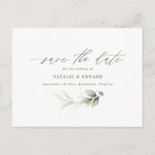 ユーカリエレガントな結婚式は日付を保存 案内ポストカード (正面)