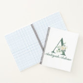 ユーカリエレガントカリおよびバラカスタムイニシャルA ノートブック (内部)