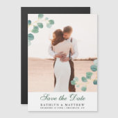 ユーカリエレガントカリの緑が日付を保存結婚する マグネット招待状 (正面/裏面)