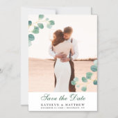 ユーカリエレガントカリの緑が日付を保存結婚する マグネット招待状 (正面)