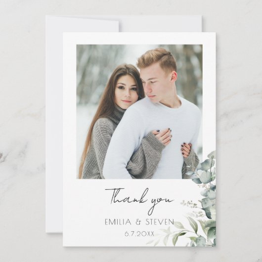 ユーカリエレガントカリの緑の写真 サンキューカード (正面)