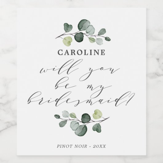 ユーカリエレガントカリの緑の花嫁の提案 ワインラベル (シングルラベル)