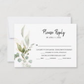 ユーカリエレガントカリの葉結婚の 出欠カード (正面)
