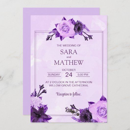 ユーカリエレガントカリシンプル結婚式招待状 招待状 (正面/裏面)