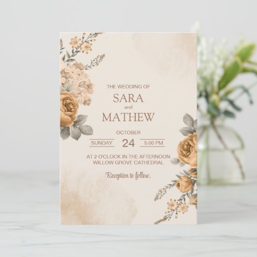 ユーカリエレガントカリシンプル結婚式招待状 招待状 (スタンド正面)