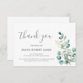 ユーカリエレガントカリタイポグラフィ悔やみや弔慰 サンキューカード (正面/裏面)