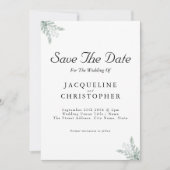 ユーカリエレガントカリフローラは日付を保存結婚する 招待状 (正面)