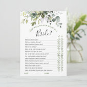 ユーカリエレガントカリフローラブライダルシャワーゲームカード 招待状 (スタンド正面)