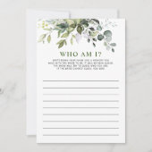 ユーカリエレガントカリフローラブライダルシャワーゲームカード 招待状 (正面)