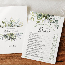 ユーカリエレガントカリフローラブライダルシャワーゲームカード 招待状