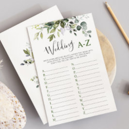 ユーカリエレガントカリフローラブライダルシャワーゲームカード 招待状