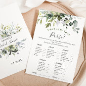 ユーカリエレガントカリフローラブライダルシャワーゲームカード 招待状