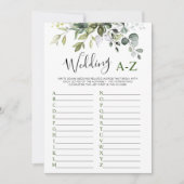 ユーカリエレガントカリフローラブライダルシャワーゲームカード 招待状 (正面)