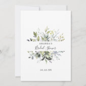 ユーカリエレガントカリフローラブライダルシャワーゲームカード 招待状 (裏面)