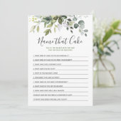 ユーカリエレガントカリフローラブライダルシャワーゲームカード 招待状 (スタンド正面)