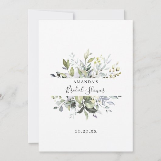 ユーカリエレガントカリフローラブライダルシャワーゲームカード 招待状 (裏面)