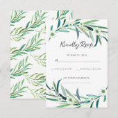 ユーカリエレガントカリフローラ水カラーRSVPカード 出欠カード (正面/裏面)