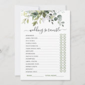 ユーカリエレガントカリブライダルシャワーゲームカード 招待状 (正面)