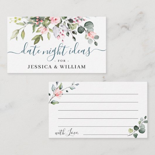 ユーカリエレガントカリブライダルシャワーデイトナイトアイディアA アドバイスカード (正面/裏面)