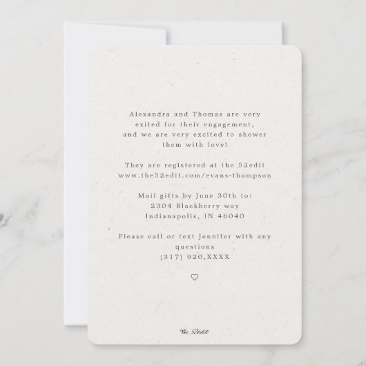 ユーカリエレガントカリブライダルシャワーバイメール 招待状 (裏面)