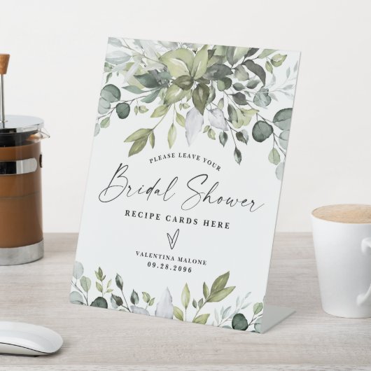 ユーカリエレガントカリブライダルシャワーレシピカードサイン 台座サイン (インサイチュ)