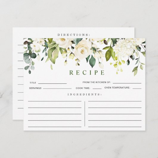 ユーカリエレガントカリブライダルシャワーレシピカード ポストカード (正面/裏面)