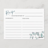 ユーカリエレガントカリブライダルシャワーレシピカード ポストカード (裏面)