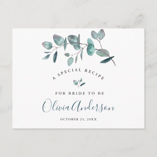 ユーカリエレガントカリブライダルシャワーレシピカード ポストカード (正面)