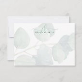 ユーカリエレガントカリプタススクリプトモノグラム ノートカード (正面)