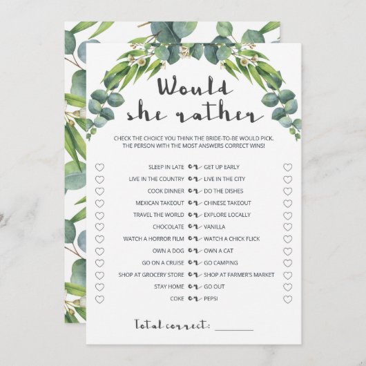 ユーカリエレガントカリリースブライダルは彼女はむしろ (正面/裏面)