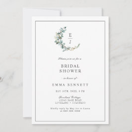 ユーカリエレガントカリリースモノグラムブライダルシャワー 招待状