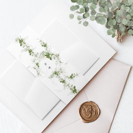 ユーカリエレガントカリリースモノグラム結婚ズ 招待状ベリーバンド