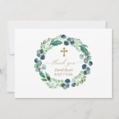 ユーカリエレガントカリリース金ゴールドフォトボーイバプテスマ サンキューカード (正面)