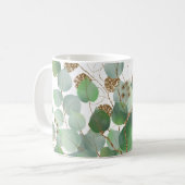 ユーカリエレガントカリ及び金ゴールドリタイアコーヒーマグ コーヒーマグカップ (正面左)