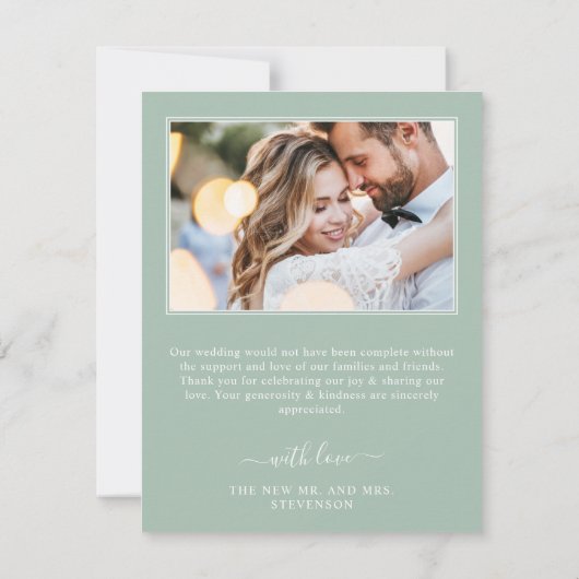 ユーカリエレガントカリ植物写真結婚の サンキューカード (裏面)