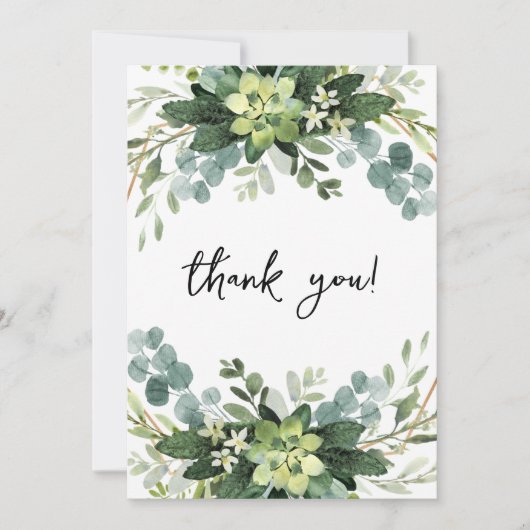 ユーカリエレガントカリ植物写真結婚の サンキューカード (正面)