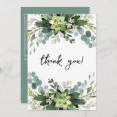 ユーカリエレガントカリ植物写真結婚の サンキューカード (正面/裏面)