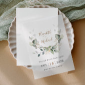 ユーカリエレガントカリ水の色は日付を保存 ベラム紙招待状