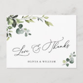 ユーカリエレガントカリ水彩フローラありがとうQR ポストカード (正面)