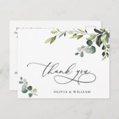 ユーカリエレガントカリ水彩フローラありがとうQR ポストカード (正面/裏面)