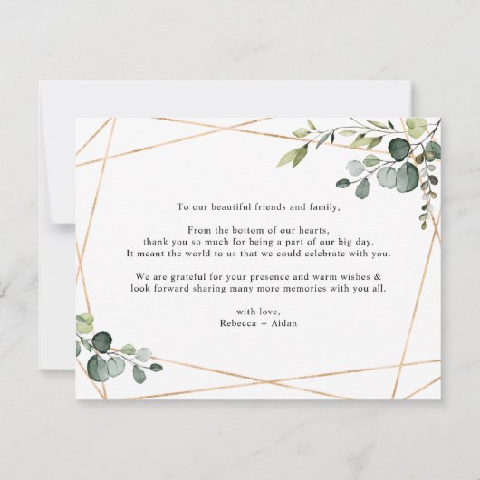 ユーカリエレガントカリ緑の金ゴールドサンキューカード サンキューカード (裏面)